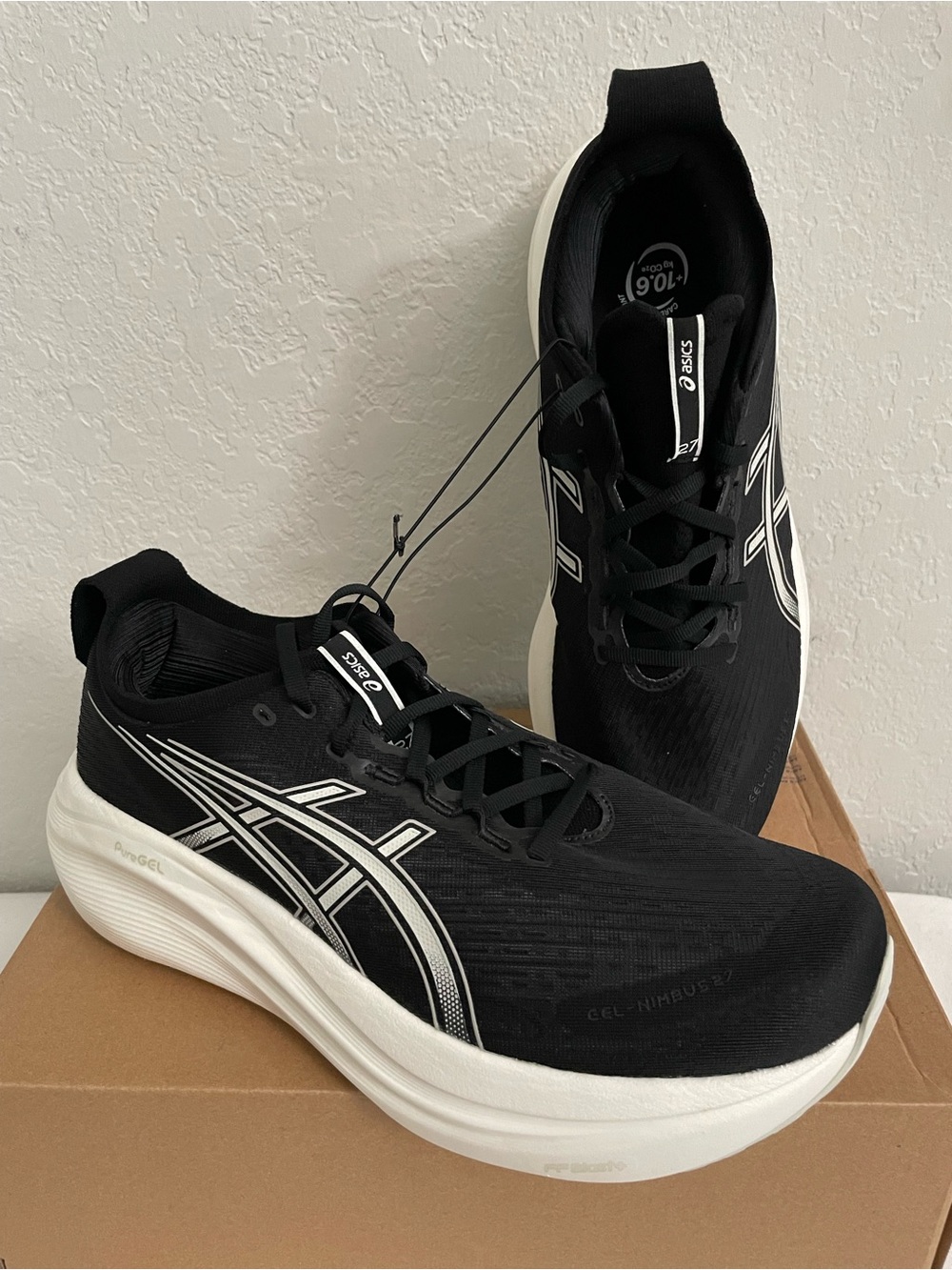 ASICS Gel-Nimbus 27 Running Shoes Women's Size 13 Wide Black/Lake Grey